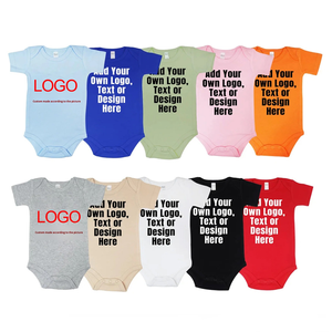 Atacado New Born Baby Clothes Algodão Orgânico Macio Malha Curto/longo Mangas Boutique Unisex Plain Custom Baby Romper com logotipo - Product Image 1