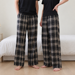 Vêtements de nuit rayés en coton pour couple, pantalons de pyjama personnalisés pour homme et femme, fabricant de vêtements au Vietnam - Product Image 1