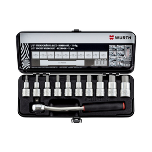 Nuevo Original <span class=keywords><strong>Wuerth</strong></span> 1/2 Llave de trinquete Hexagonal Spinner Socket Set-11 piezas 096513110-Llave de trinquete * 1 5/6/7/8/9/10/12/14/17/19mm - Product Image 1
