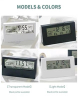 Horloge numérique de bureau intelligente, calendrier, température, météo, écran transparent, réveil de table