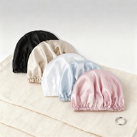 Penjualan langsung pabrik LOGO khusus Bonnet sutra Satin wanita lapisan ganda pembungkus sutra Satin dengan ikat rambut keriting