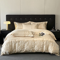 Housse de couette de luxe légère en coton lavé 60S avec broderie florale en relief, pliée, 600TC, portable, 4 pièces, taille King/Queen, pour hôtel et maison