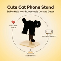 Support de téléphone/tablette en acrylique noir en forme de chat, réglable à un seul bouton, pour cadeau de Noël - Vente en gros OEM