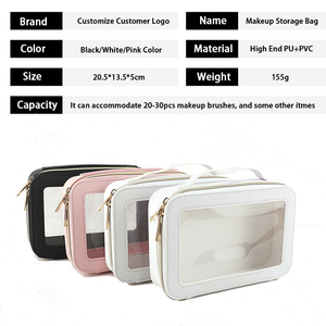 Sac de maquillage de voyage personnalisé HMU avec logo, boîte organisatrice de luxe décontractée, sac de maquillage <span class=keywords><strong>rose</strong></span> transparent avec fermeture éclair - Product Image 2