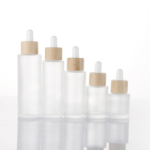 Luxury Frosted Glass <b>Bottle</b> Customized Essential Oil <b>Bottle</b> For Cosmetics Container <b>Empty</b> With Rubber Dropper Bamboo Cap - Product Image 1
