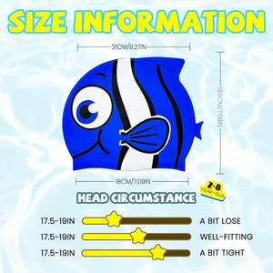 หมวกว่ายน้ำซิลิโคนรูปปลา<span class=keywords><strong>การ์ตูน</strong></span>สำหรับเด็ก |   หมวกว่ายน้ำกันน้ำกันลื่นยืดหยุ่นสีสันสดใสสำหรับเด็กชายเด็กหญิงเด็กวัยหัดเดิน<span class=keywords><strong>สระ</strong></span>ว่ายน้ำ - Product Image 4
