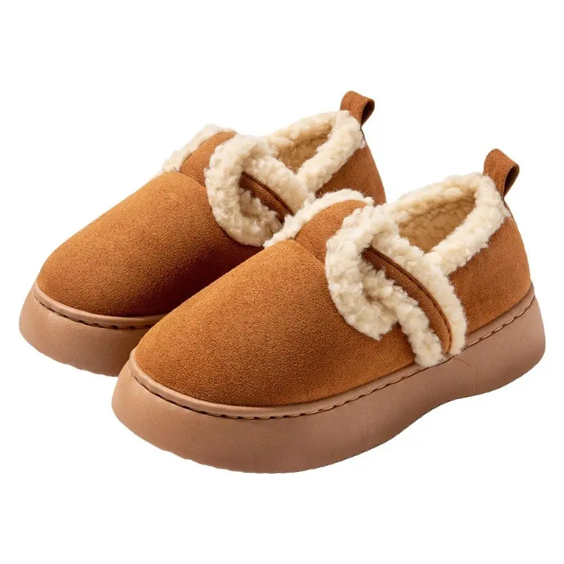 2024 fashion new winter ladies wear warm windproof thick soled cotton shoes at home wear comfortable non-slip plush slippers