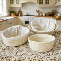 Ensemble de paniers à pain en rotin tressé faits à la main, avec bol de levage en coton et lin pour la pâte à pain et la cuisson
