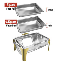 Ensemble de buffet chauffe-plats à dessus roulé ensemble de serveur chauffe-plats en or serveurs de buffet professionnels chauffe-plats en acier inoxydable pour mariage