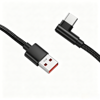 Câble USB-C à angle droit, 1 pièce, 2 m, charge rapide 3A, en cuivre pur, tressé en nylon, pour téléphones 17/16/15 Pro Max/Plus S24/S23 Note 20