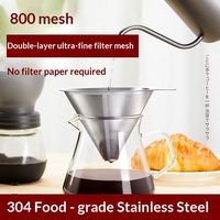 Filtre à café portable réutilisable en acier inoxydable 304 pour le café filtre à la main, idéal pour l'extérieur