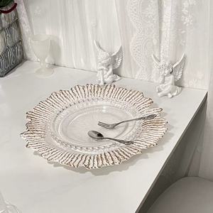 Vajilla de plástico de lujo Catering Cena Blanco Oro Plata Borde Porcelana Plato para servir Plato Cargador para fiesta de boda - Product Image 2