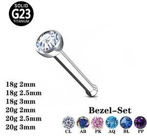 Piercing per Naso in Titanio ASTM F136 con Zircone Trasparente, Gioiello per il Corpo - Product Image 3