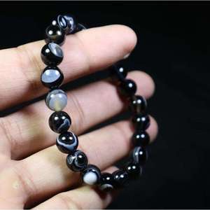 Black Sulemani Hakik Onyx Natural Crystal Healing AAA Gemstone Jewellery Round Beaded Stone Bracelet for <b>Men</b> & Women - Product Image 1