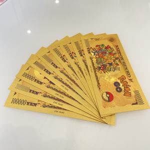 بطاقات بوكيمون اليابانية الأنيمي بقيمة 10000 ين مطلية بالذهب على الوجهين، أوراق نقدية معدنية للعبة بيكاتشو كهدية - Product Image 6