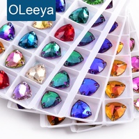 OLeeya Sparkle Premium 5A Strass à coudre à dos plat, en verre biseauté, forme triangle large, grands cristaux pour bijoux