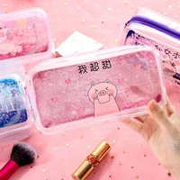 Trousse à crayons transparente en PVC, étui d'école écologique à fermeture éclair pour papeterie, vente en gros, pièces