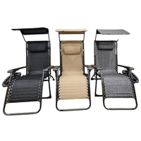 Chaise longue d'extérieur robuste à gravité zéro, pliable, avec pare-soleil et porte-gobelet pour jardin, piscine et camping