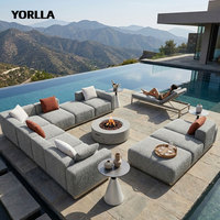 Ensemble de salon de jardin en forme de U haut de gamme Kaelo Collection, tissu résistant à l'eau, canapé modulaire pour villa