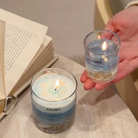 Handgemachtes Geschenk Hochzeitsandenken Rauchfreie Gelee-Kerze im Becher Zitrus-Lavendel-Duft 4-12 Stunden Brenndauer