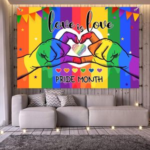 Toile de fond photo « Love Is Love » Mois de la fierté <span class=keywords><strong>gay</strong></span>, arche arc-en-ciel LGBTQ+, décor de fête, bannière personnalisable - Product Image 1