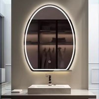 Miroir de salle de bain LED à commande tactile intelligente, 3 couleurs réglables, anti-buée, sans cuivre, miroir de bain argenté