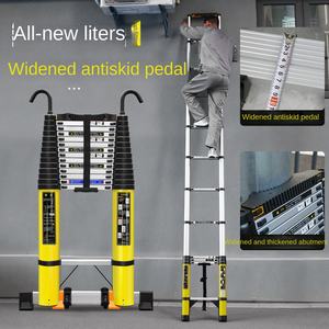 Moderne Teleskopleiter aus Aluminiumlegierung mit verbreiterten Stufen, Haken und verdicktem Klappmechanismus – Multifunktionaler Haushaltslift für den Ingenieurbedarf - Product Image 1