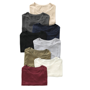 Camiseta Premium de Algodón Grueso para Hombre, Cuello Redondo, Color Sólido, Estilo Casual, Talla Grande, Anti-Pilling - Product Image 1