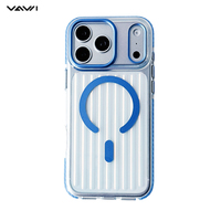 Coque de protection magnétique transparente ondulée en PC TPE VAWI B337 pour iPhone 17 18 Pro Max avec coussin d'air antichoc