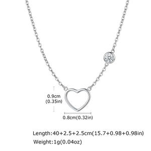 Collar de Acero Inoxidable para Mujer con Colgante de Corazón Calado de Circonita, Cadena de Clavícula Sencilla - Product Image 5