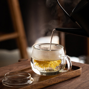 Tazza da Tè in Vetro Isolante Multifunzionale con Filtro e Coperchio, Tazza in Vetro Borosilicato Trasparente per Casa e Ufficio - Product Image 6
