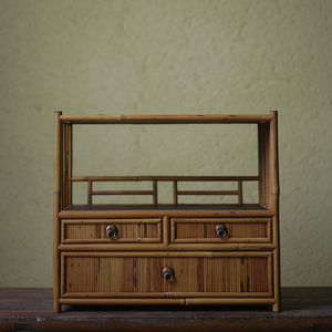 Phoenix Eye Bamboo <b>Tea</b> Cabinet Three Drawer Storage <b>Box</b> For <b>Tea</b> Leaves <b>Tea</b> Utensils Display Shelf Standing Type Rectangle - Product Image 2