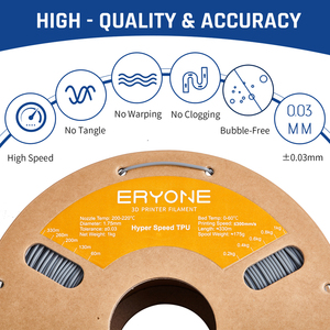 <span class=keywords><strong>Eryone</strong></span> Haute Vitesse 1.75mm <span class=keywords><strong>TPU</strong></span> Gris 1KG pour Imprimante FDM Produit Plastique - Product Image 5