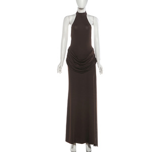 Abito da sera estivo da donna sexy <span class=keywords><strong>con</strong></span> scollo all'americana, senza maniche, senza schienale, plissettato, <span class=keywords><strong>con</strong></span> <span class=keywords><strong>spacco</strong></span>, <span class=keywords><strong>lungo</strong></span>, slim fit, <span class=keywords><strong>con</strong></span> inserti, per feste - Product Image 6