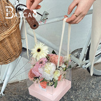 Nouvelle arrivée, boîte cadeau, boîte à fleurs pliable portable, boîte à fleurs transparente en PVC pour Noël, pour les fêtes