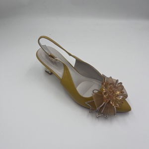 Sandali da Donna con <span class=keywords><strong>Tacco</strong></span> Alto, Punta Affusolata, Slingback in PU, Fiore 3D in Cristallo, Strass, <span class=keywords><strong>Tacco</strong></span> Piatto, <span class=keywords><strong>Scarpe</strong></span> da Festa - Product Image 3