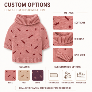 Pull en tricot mignon pour chien, motif à pois roses, col roulé, vêtements d'hiver pour animaux de compagnie - Product Image 2