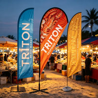 Drapeau publicitaire personnalisé avec logo imprimé pour événements promotionnels, enseigne volante, signalétique, drapeau plume en forme de larme pour la plage
