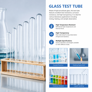 Tube à essai en verre borosilicate haute résistance Degao, transparent, à fond rond, résistant à la chaleur, pour laboratoire - Product Image 2