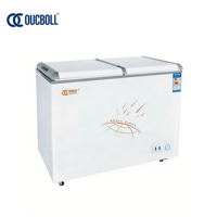 Congélateur électrique à double porte, acier inoxydable, grande capacité, fond plat, deux zones de température 0 ℃ ~10 ℃   & -18 ℃