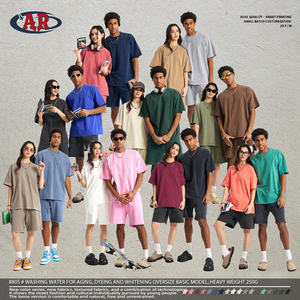 ODM/OEM 100% coton pur, lavé, teint et blanchi, style basique avec 18 couleurs populaires. T-shirt à manches courtes de poids <span class=keywords><strong>lourd</strong></span> 250g - Product Image 2
