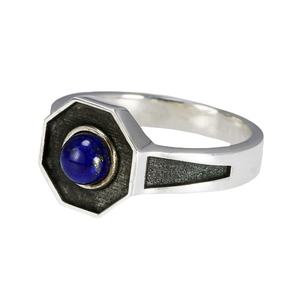 Anelli da Uomo in Argento <span class=keywords><strong>con</strong></span> Pietra Naturale di <span class=keywords><strong>Lapislazzuli</strong></span> a Forma Esagonale, Design Originale Turco - Product Image 1