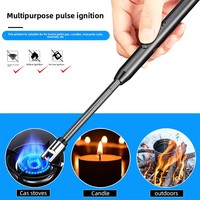 Briquet à Impulsions USB Rechargeable en Métal Rotatif à 360 Degrés pour Cuisine Voyage Allumage de Bougie Chaude