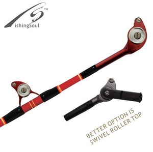 GMR307, guides à rouleaux <span class=keywords><strong>en</strong></span> aluminium, unité de pointe de rouleau pivotant, poignée <span class=keywords><strong>en</strong></span> <span class=keywords><strong>cuir</strong></span>, grand jeu, Stand up, bateau, pêche à la traîne, canne à pêche - Product Image 2