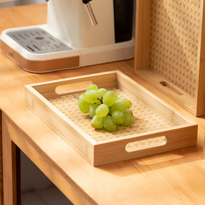 Bamboo Patterned Rectangular <b>Tray</b> Set For <b>Tea</b> Coffee Serving Portable Home Catering Use - Product Image 4