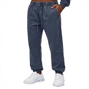 <b>Men's</b> Acid Wash Joggers Casual Cotton Sweatpants Elastic Waist Drawstring <b>Cuffed</b> <b>Trousers</b> - Product Image 1