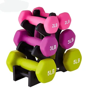 Kinder Frauen kleine bunte tragbare Gummi Hantel Übung Hex Hantel Home Gym 1KG 2KG 3KG