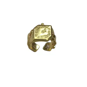 Design anello aperto orologio in lega di rame stile antico