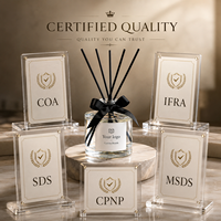 Diffuseur de parfum à bâtonnets transparent OEM avec ruban, 50 ml, senteur Orchidée Noire, avec logo et emballage personnalisés pour les marques hôtelières