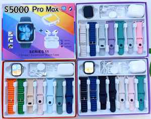Reloj Inteligente S5000 ProMax 11 con <span class=keywords><strong>7</strong></span> Correas + Auriculares TWS <span class=keywords><strong>Hiwatch</strong></span> Pro, Llamadas Bluetooth, Monitor de Ritmo Cardíaco, Rastreador de Actividad Física y Deportiva - Product Image 1